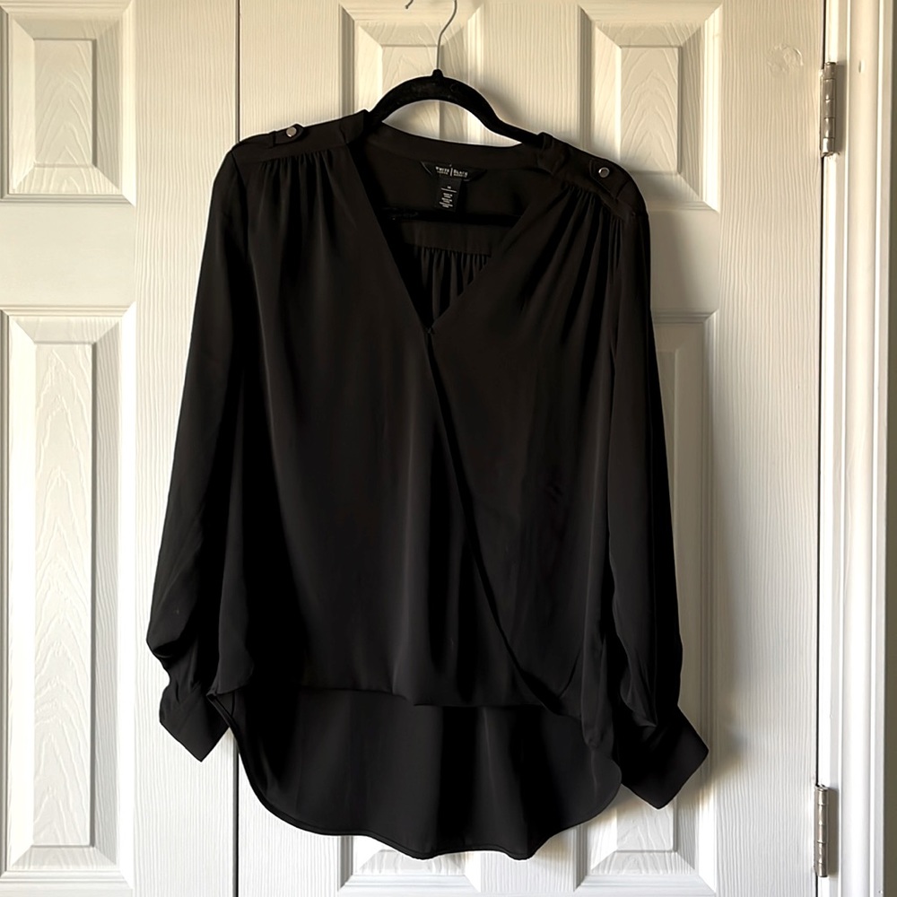 White House Black Market Black Blouse
